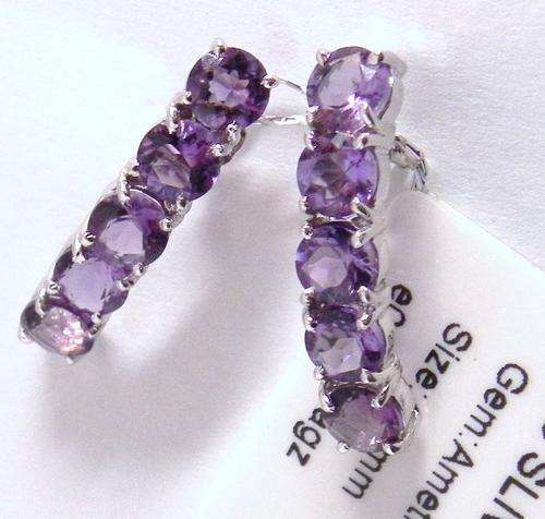 925 Sterling Silver natural A-grade Amethyst earrings.